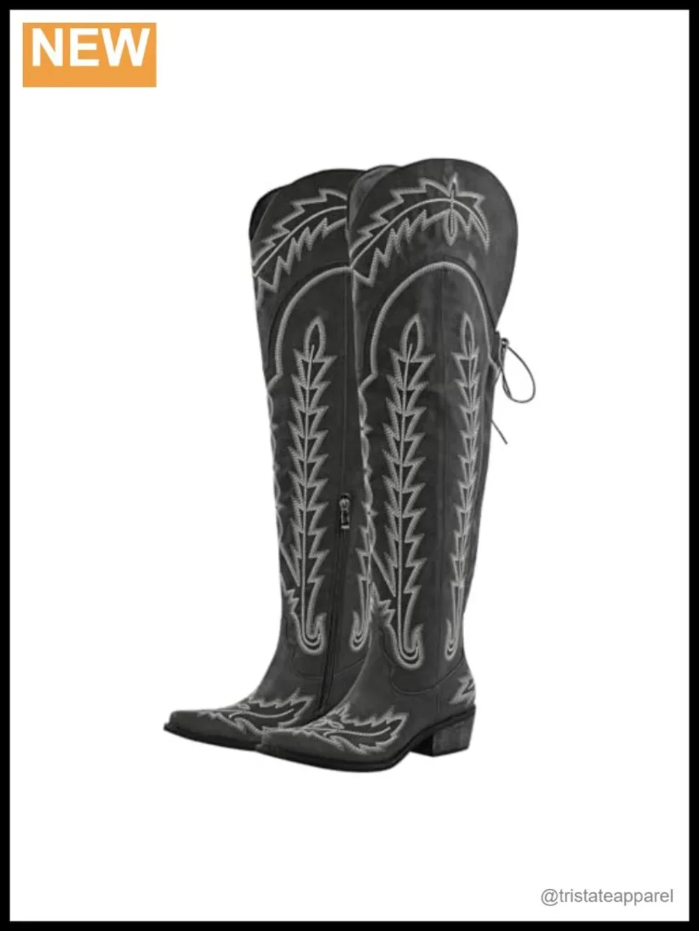 Women's Thigh High Boots Embroidered Cowboy Western Pull On Chunky Heel